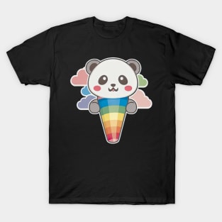 Cute Kawaii Panda Pride with rainbow ice con T-Shirt